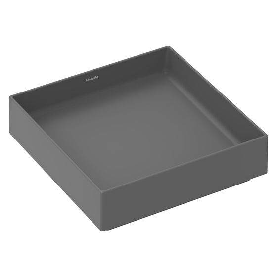 Hansgrohe Xuniva Evo E Aufsatzwaschtisch 400x400x120mm, ohne Hahnloch und Überlauf, Schiefergrau Matt