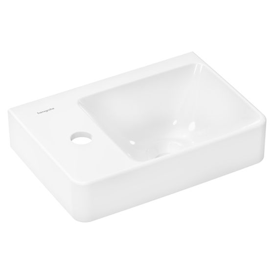 Hansgrohe Xelu Q Handwaschbecken, Ablage links 360x250mm, Hahnloch ohne Überlauf, Weiß