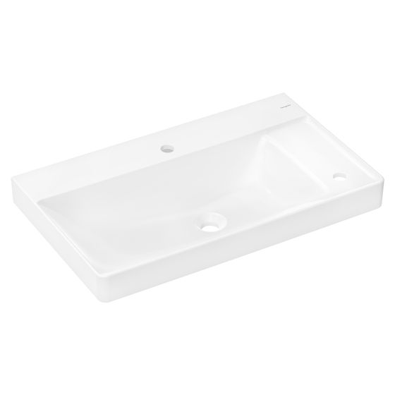 Hansgrohe Xelu Q Waschtisch, Ablage rechts 800x480mm, 2 Hahnlöcher ohne Überlauf, Weiß