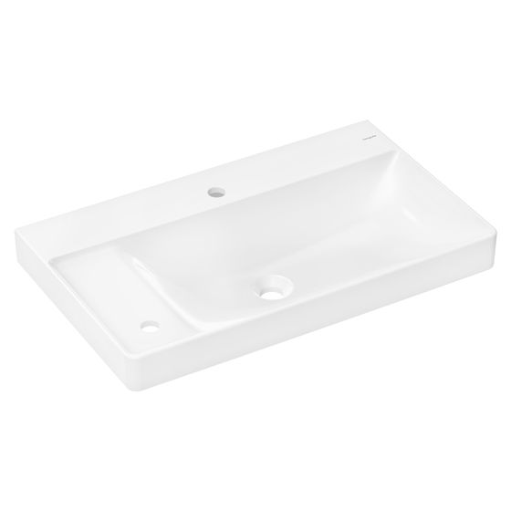 Hansgrohe Xelu Q Waschtisch, Ablage links 800x480mm, 2 Hahnlöcher ohne Überlauf, Weiß
