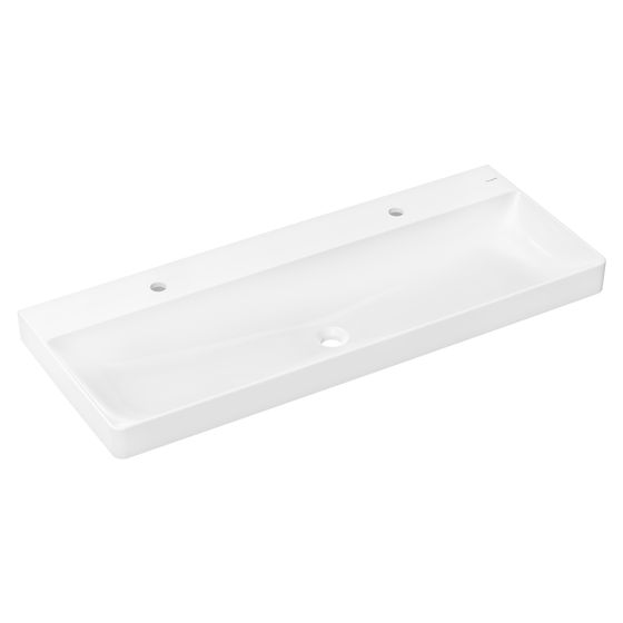 Hansgrohe Xelu Q Waschtisch 1200x480mm, 2 Hahnlöcher ohne Überlauf, Weiß