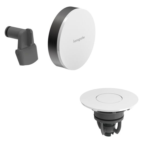 Hansgrohe Exafill Fertigset Wanneneinlauf, Ablauf-/Überlaufgarnitur, 23l/min, Rahmen Brushed Black Chrome, Deckel Weiß HG