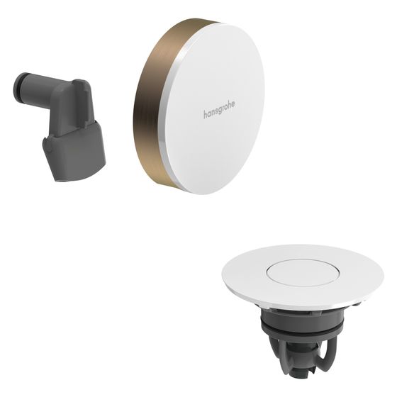 Hansgrohe Exafill Fertigset Wanneneinlauf, Ablauf-/Überlaufgarnitur, 23l/min, Rahmen Brushed Bronze, Deckel Weiß Hochglanz