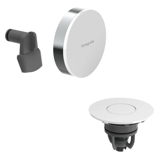 Hansgrohe Exafill Fertigset Wanneneinlauf, Ablauf-/Überlaufgarnitur, 23l/min, Rahmen Chrom, Deckel Weiß Hochglanz