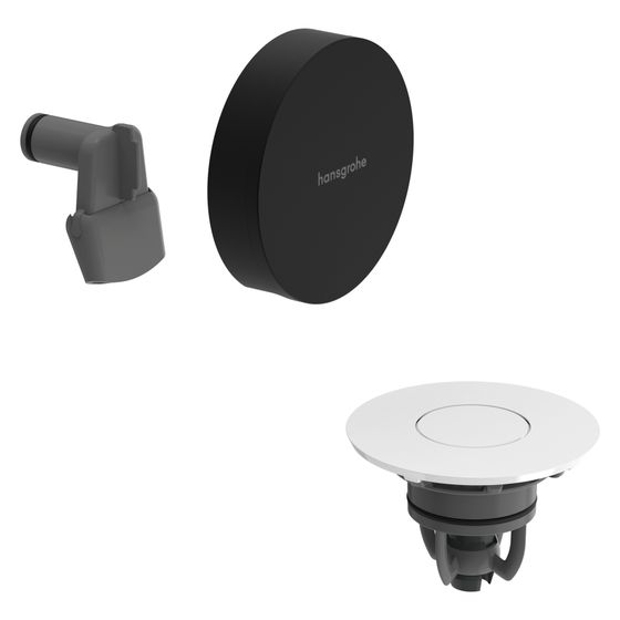 Hansgrohe Exafill Fertigset Wanneneinlauf, Ablauf-/Überlaufgarnitur, 23l/min, Rahmen Mattschwarz, Deckel Mattschwarz