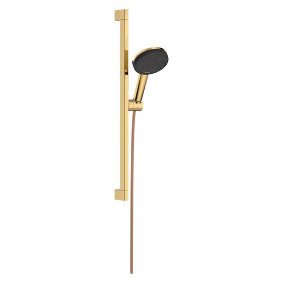 Hansgrohe Raindance Alive Select S Brauseset 125mm 7,1l/min 3jet EcoSmart, Unica E Puro 65cm, Slide-Halter, Polished Gold Optic