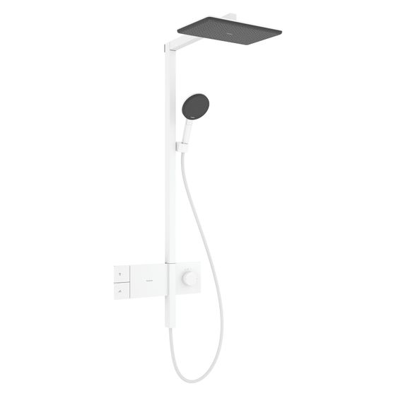 Hansgrohe Raindance Alive Q Showerpipe Duschsystem 210x340mm, 1jet EcoSmart, ShowerSelect Comfort, Mattweiß