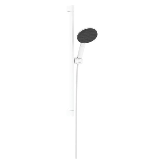 Hansgrohe Raindance Alive Select S Brauseset 125mm 7,1l/min 3jet EcoSmart, Unica E Puro 65cm, Easy Slide Brausehalter, Mattweiß