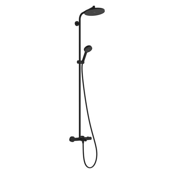 Hansgrohe Activera S Showerpipe Duschsystem 1jet, EcoSmart, Kopfbrause 240mm, Handbrause, Wannent.Ecostat Fine, Mattschwarz