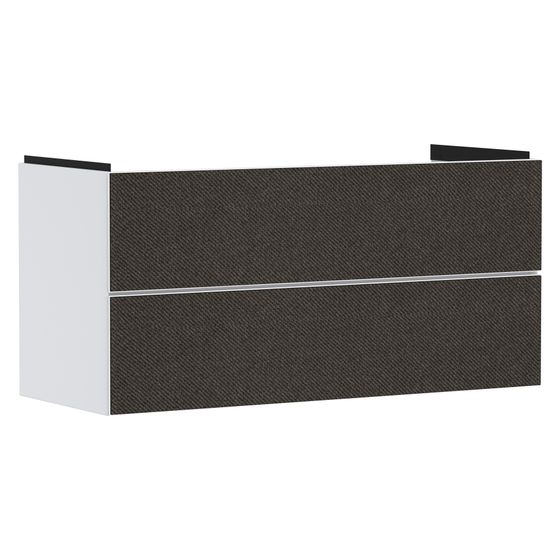 Hansgrohe Xevolos E Waschtischunterschrank Mattweiß 1180x475mm, 2 SK für Waschtisch, Front Textil Dunkelgrau