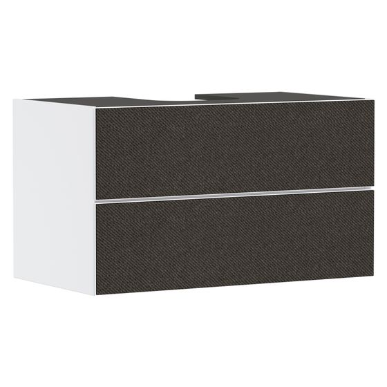 Hansgrohe Xevolos E Waschtischunterschrank Mattweiß 980x550mm, 2 SK für Konsole, Ausschnitt mittig, Front Textil Dunkelgrau