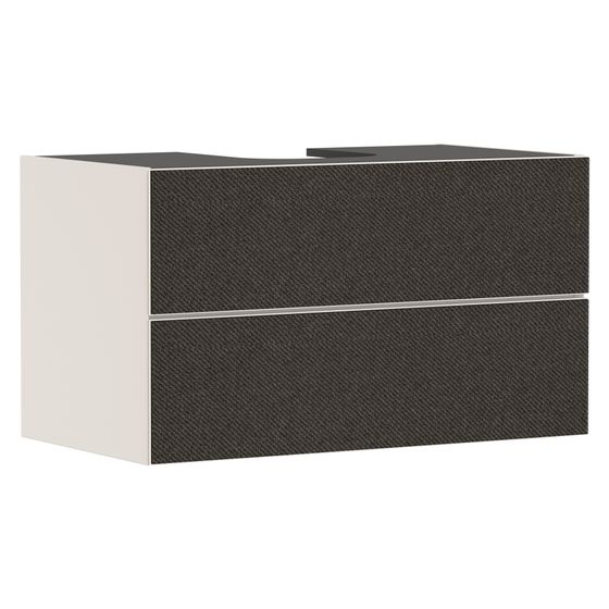Hansgrohe Xevolos E Waschtischunterschrank Sandbeige Matt 980x550mm, 2 SK für Konsole, Auss. mittig, Front Textil Dunkelgrau