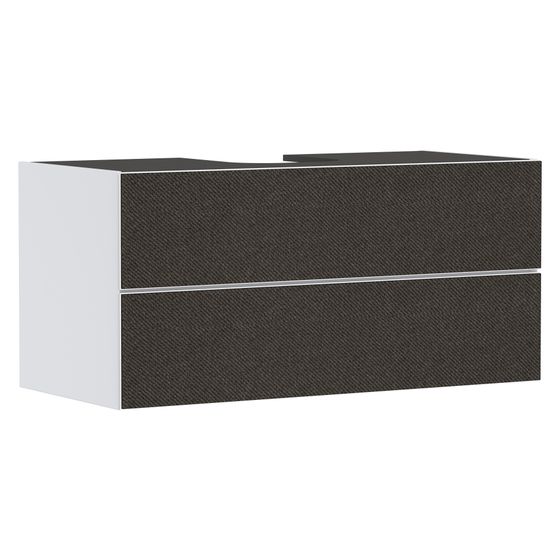 Hansgrohe Xevolos E Waschtischunterschrank Mattweiß 1180x550mm, 2 SK für Konsole, Ausschnitt mittig, Front Textil Dunkelgrau