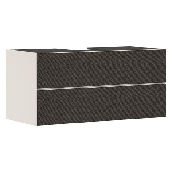 Hansgrohe Xevolos E Waschtischunterschrank Sandbeige Matt 1180x550mm, 2 SK für Konsole, Auss. mittig, Front Textil Dunkelgrau
