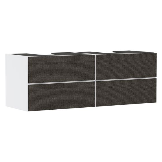 Hansgrohe Xevolos E Waschtischunterschrank Mattweiß 1570x550mm, 4 SK für Konsole, 2 Ausschnitte, Front Textil Dunkelgrau