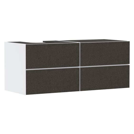 Hansgrohe Xevolos E Waschtischunterschrank Mattweiß 1370x550mm, 4 SK für Konsole, Ausschnitt links, Front Textil Dunkelgrau