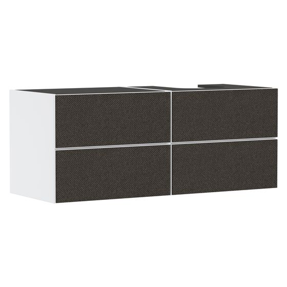 Hansgrohe Xevolos E Waschtischunterschrank Mattweiß 1370x550mm, 4 SK für Konsole, Ausschnitt rechts, Front Textil Dunkelgrau