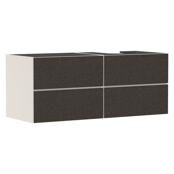 Hansgrohe Xevolos E Waschtischunterschrank Sandbeige Matt 1370x550mm, 4 SK für Konsole, Auss. rechts, Front Textil Dunkelgrau