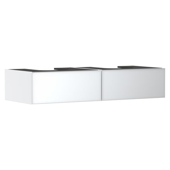 Hansgrohe Xevolos E Waschtischunterschrank Mattweiß 1370x550mm, 2 SK für Konsole, 2 Ausschnitte, Front Weiß Metallic
