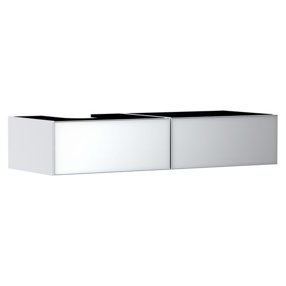 Hansgrohe Xevolos E Waschtischunterschrank Mattweiß 1370x550mm, 2 SK für Konsole, Ausschnitt links, Front Weiß Metallic