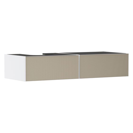 Hansgrohe Xevolos E Waschtischunterschrank Mattweiß 1370x550mm, 2 SK für Konsole, Ausschnitt links, Front Bronze Struktur