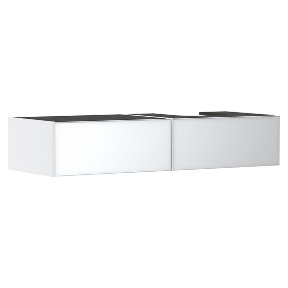 Hansgrohe Xevolos E Waschtischunterschrank Mattweiß 1370x550mm, 2 SK für Konsole, Ausschnitt rechts, Front Weiß Metallic