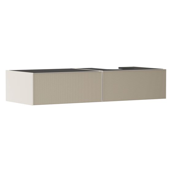 Hansgrohe Xevolos E Waschtischunterschrank Sandbeige Matt 1370x550mm, 2 SK für Konsole, Auss. rechts, Front Bronze Struktur