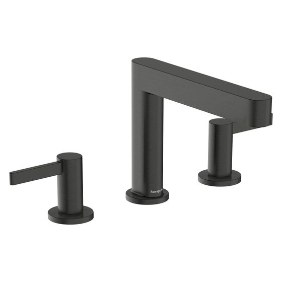 Hansgrohe Finoris 3-Loch Waschtischarmatur 110mm, 5l/min, Push-Open Ablaufgarnitur, Brushed Black Chrome