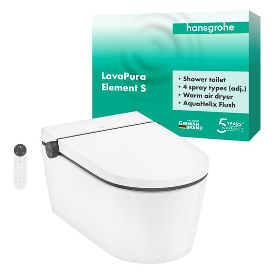Hansgrohe LavaPura Element S Wand-Dusch-WC Set AquaHelix Flush, SmartClean, HygieneEffect, Weiß