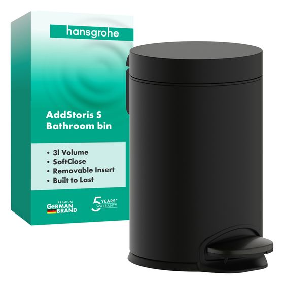 Hansgrohe AddStoris Treteimer, 3L, herausnehmbarem Einsatz, Brushed Black Chrome