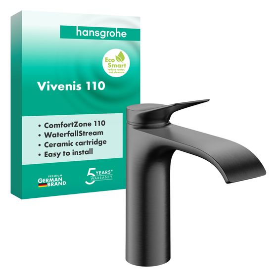 Hansgrohe Vivenis Einhebel-Waschtischmischer 110mm, 5l/min, ohne Ablaufgarnitur, Brushed Black Chrome