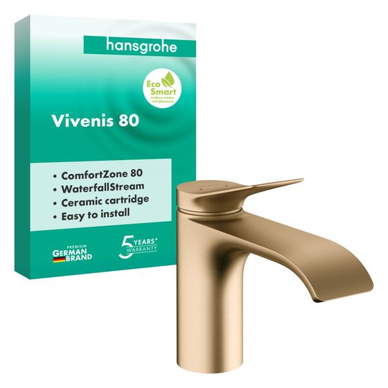 Hansgrohe Vivenis Einhebel-Waschtischmischer 80mm, 5l/min, ohne Ablaufgarnitur, Brushed Bronze
