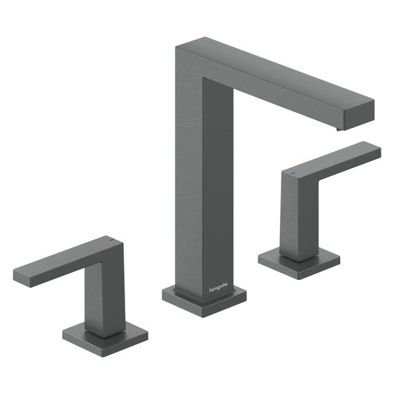 Hansgrohe Tecturis E 3-Loch Waschtischarmatur 150mm, 4l/min, EcoSmartPlus, Push-Open Ablaufgarnitur, Brushed Black Chrome