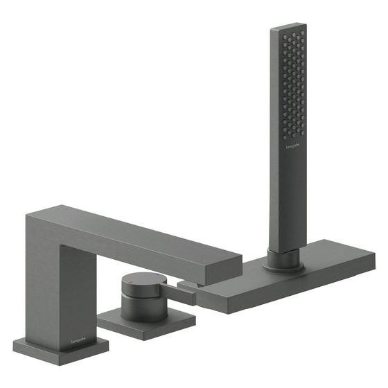 Hansgrohe Tecturis E 3-Loch Einhebel-Wannenrandmischer, 23l/min, sBox, Brushed Black Chrome