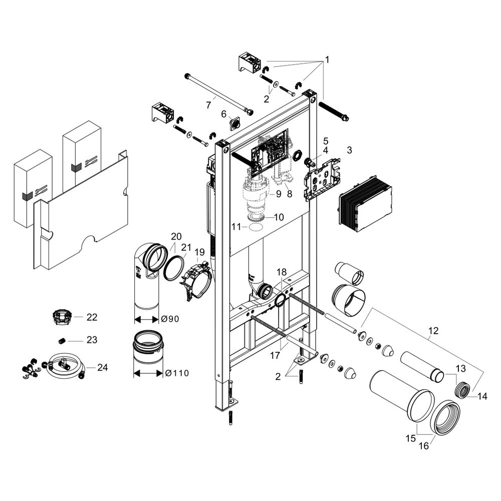 Hansgrohe iFrame universal Unterputzspülkasten 1120 Trocken-, Nassbau für Wand WC... HANSGROHE-01022180 4059625610862 (Abb. 4)