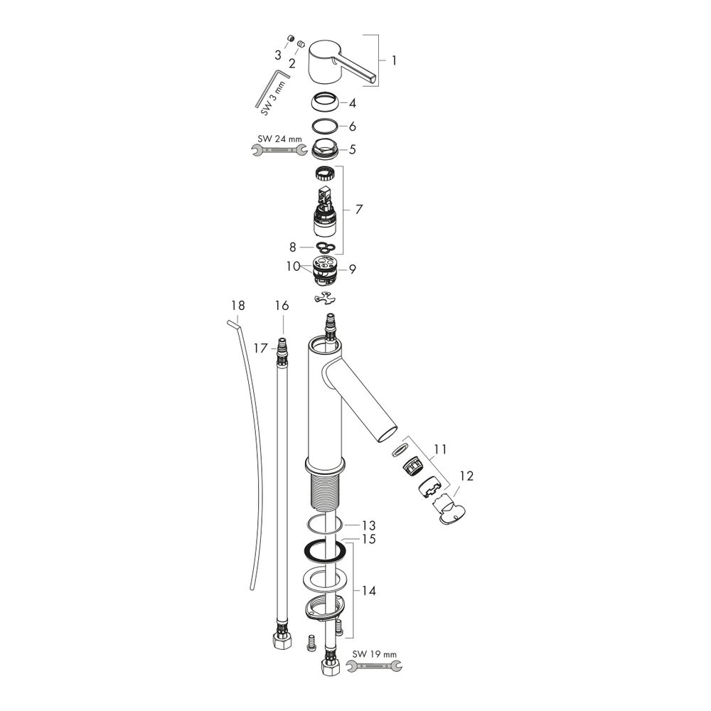 Hansgrohe AXOR Starck Einhebel-Waschtischmischer 100mm, 5l/min, Hebelgriff, Zugstan... HANSGROHE-10001820 4011097835587 (Abb. 2)