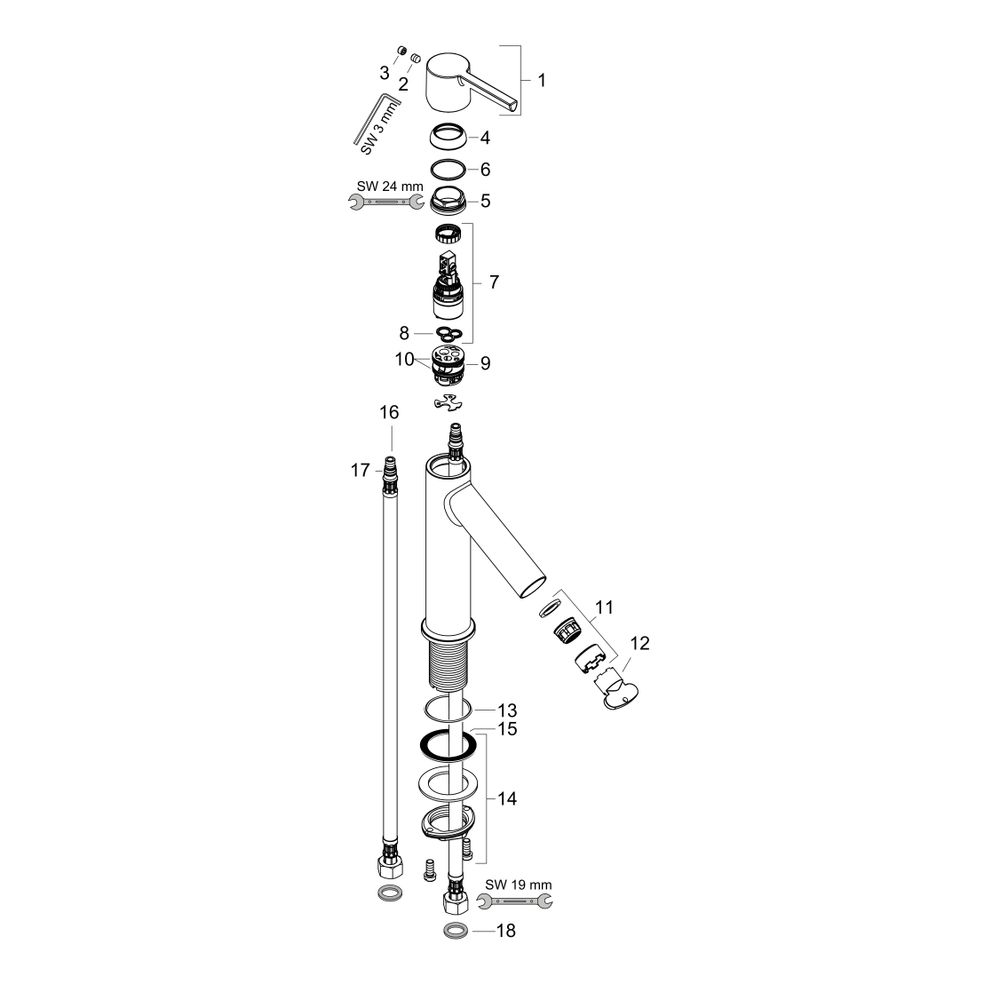 Hansgrohe AXOR Starck Einhebel-Waschtischmischer 100mm, 5l/min, Hebelgriff, Ablaufg... HANSGROHE-10003000 4011097754277 (Abb. 2)