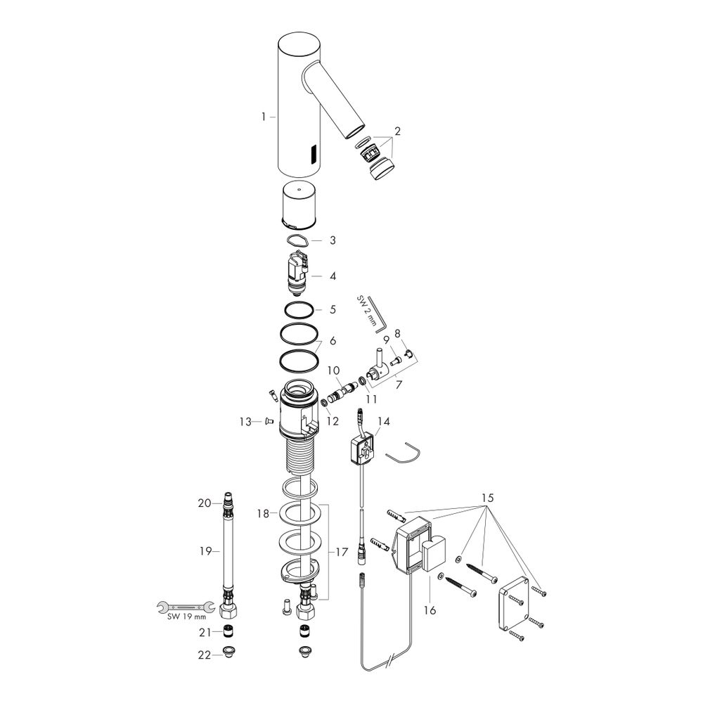 Hansgrohe AXOR Starck Elektronik-Waschtischmischer, 5l/min, Temperaturregulierung B... HANSGROHE-10101340 4011097852492 (Abb. 2)