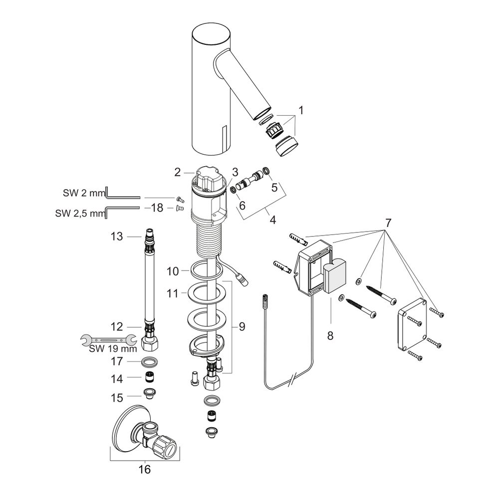Hansgrohe AXOR Starck Elektronik-Waschtischmischer, 5l/min, Temperaturvoreinstellun... HANSGROHE-10106000 4011097545394 (Abb. 2)