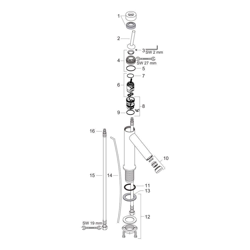Hansgrohe AXOR Starck Einhebel-Waschtischmischer 90mm, 5l/min, Pin-Griff, Zugstange... HANSGROHE-10111000 4011097436685 (Abb. 2)