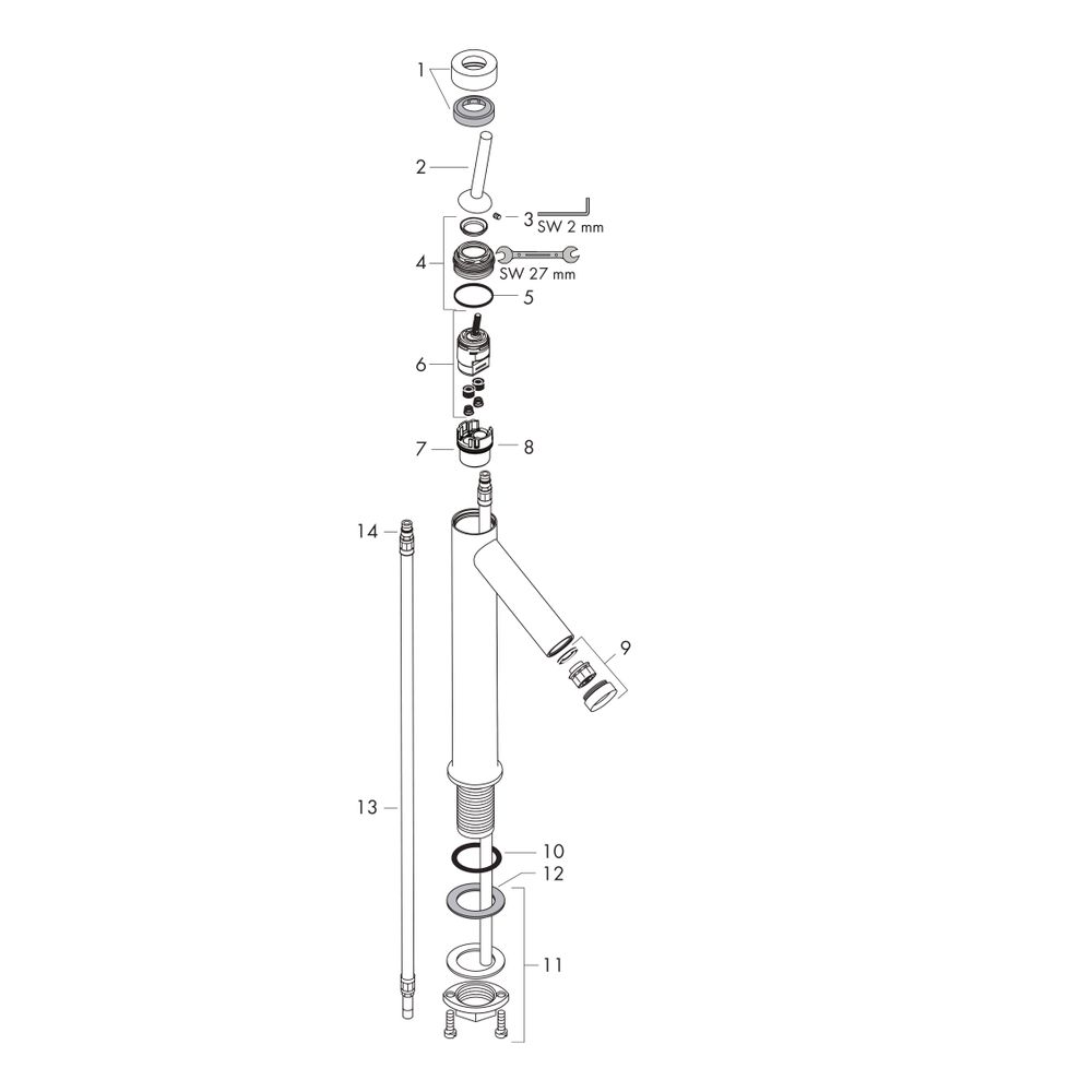 Hansgrohe AXOR Starck Einhebel-Waschtischmischer 250mm, 5l/min, Pin-Griff für Aufsa... HANSGROHE-10129000 4011097436807 (Abb. 2)
