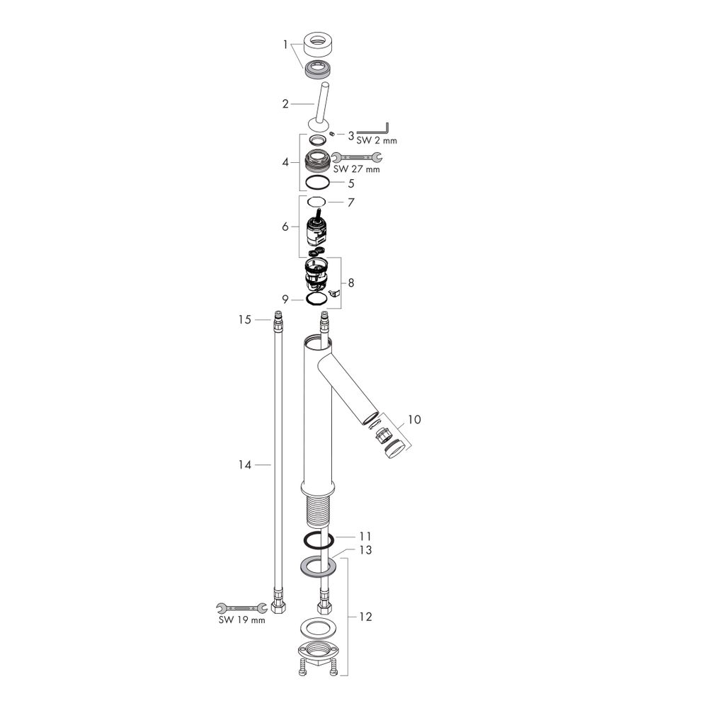 Hansgrohe AXOR Starck Einhebel-Waschtischmischer 250mm, 5l/min, Pin-Griff für AWT, ... HANSGROHE-10129140 4011097854120 (Abb. 2)
