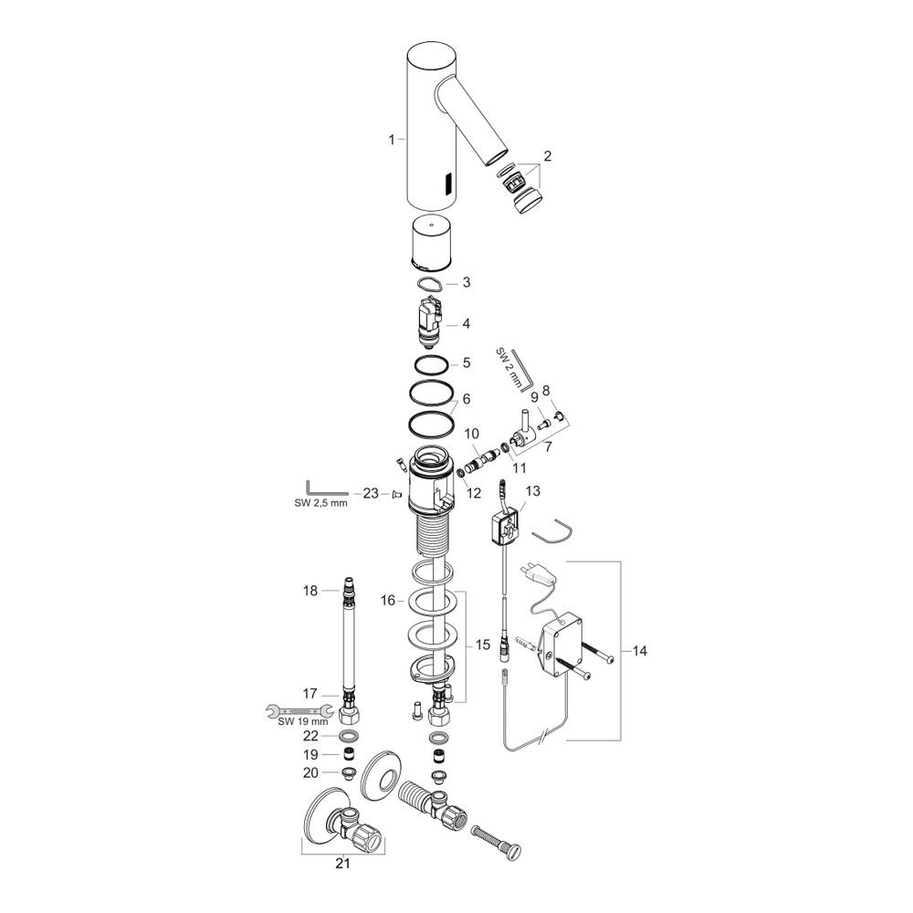 Hansgrohe AXOR Starck Elektronik-Waschtischmischer, 5l/min, Temperaturregulierung N... HANSGROHE-10140000 4011097545615 (Abb. 2)
