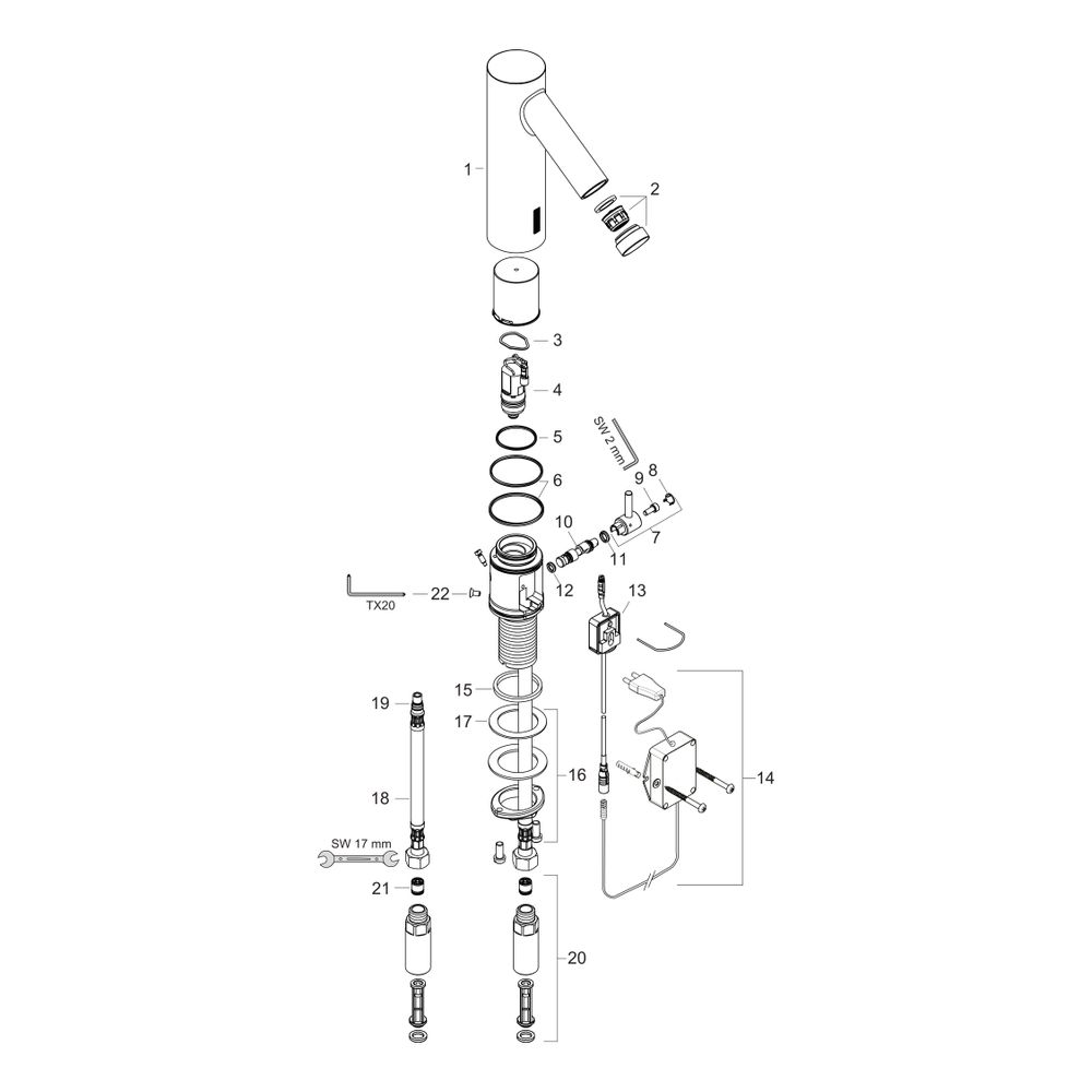 Hansgrohe AXOR Starck Elektronik-Waschtischmischer, 5l/min, Temperaturregulierung N... HANSGROHE-10140340 4011097857657 (Abb. 2)