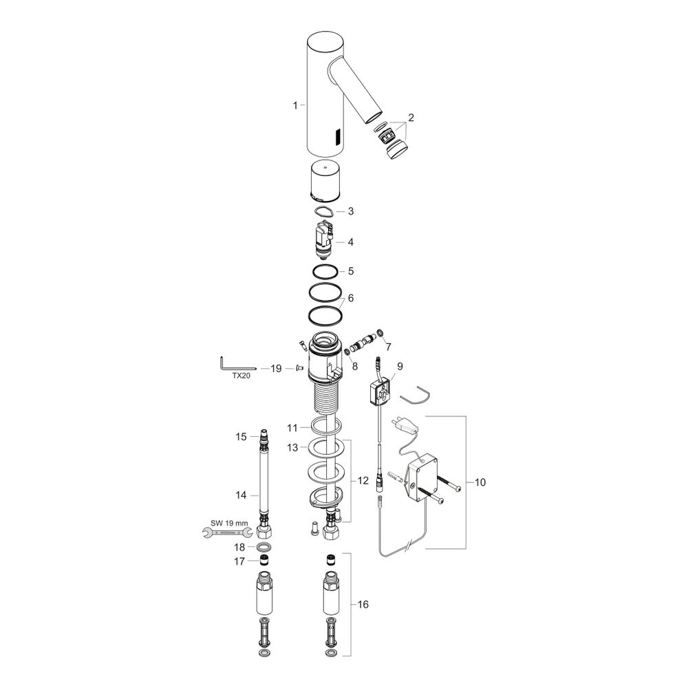 Hansgrohe AXOR Starck Elektronik-Waschtischmischer, 5l/min, Temperaturvoreinstellun... HANSGROHE-10145000 4011097545639 (Abb. 2)