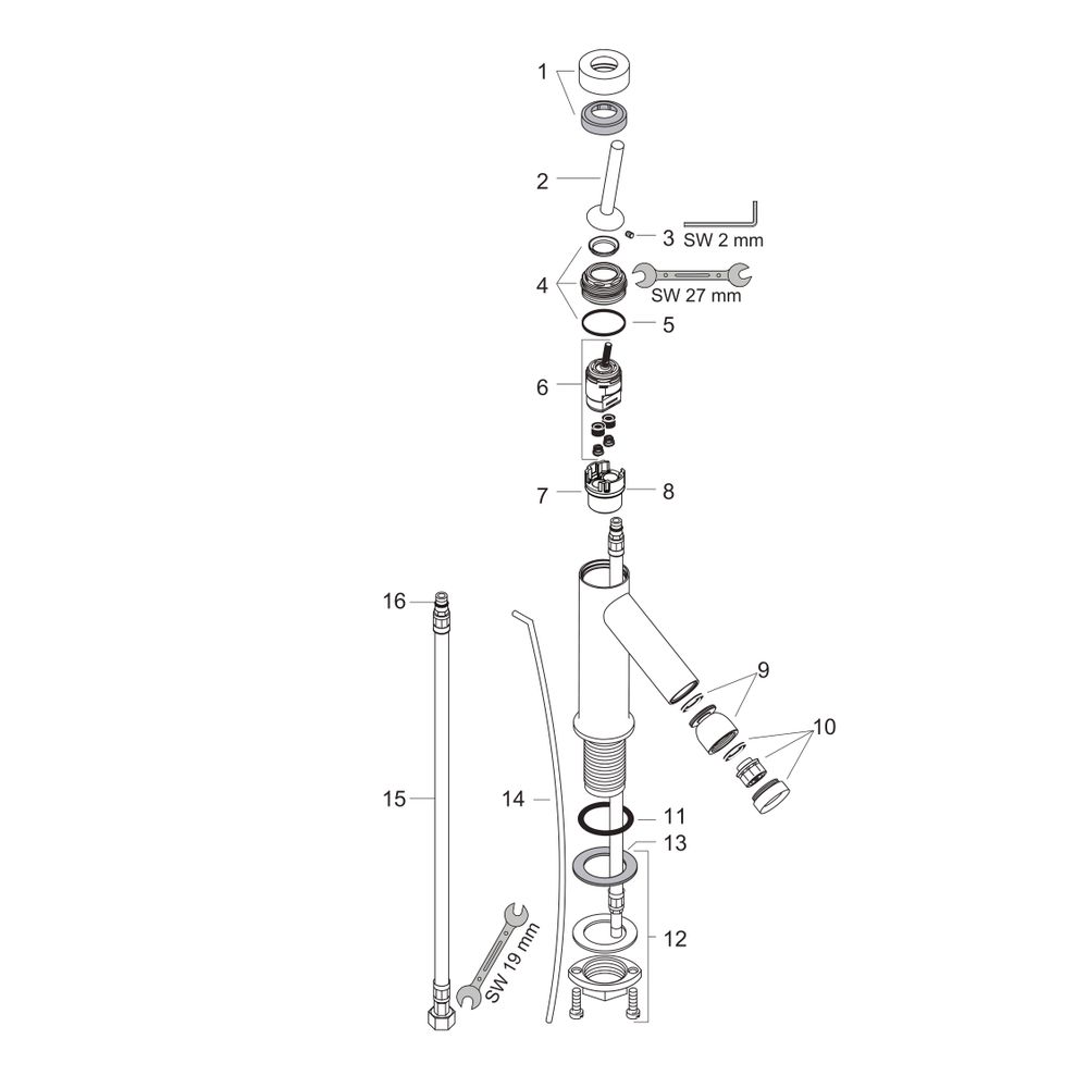 Hansgrohe AXOR Starck Einhebel-Bidetmischer, 7,5l/min, Pin-Griff, Zugstangen-Ablauf... HANSGROHE-10211000 4011097436821 (Abb. 2)