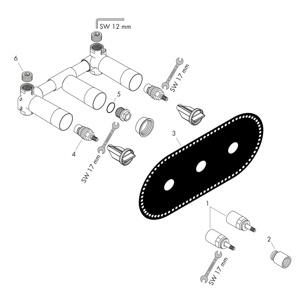 Hansgrohe AXOR Grundkörper für 3-Loch Waschtischarmatur Unterputz für Wandmontage, ... HANSGROHE-10303180 4011097342597 (Abb. 2)