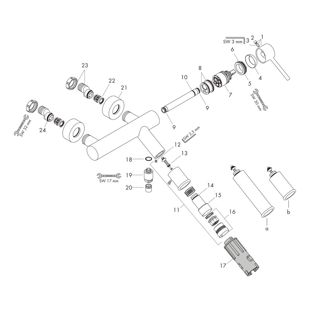 Hansgrohe AXOR Starck Einhebel-Wannenmischer Aufputz, 18l/min, Pin-Griff, Chrom... HANSGROHE-10411000 4011097436845 (Abb. 2)
