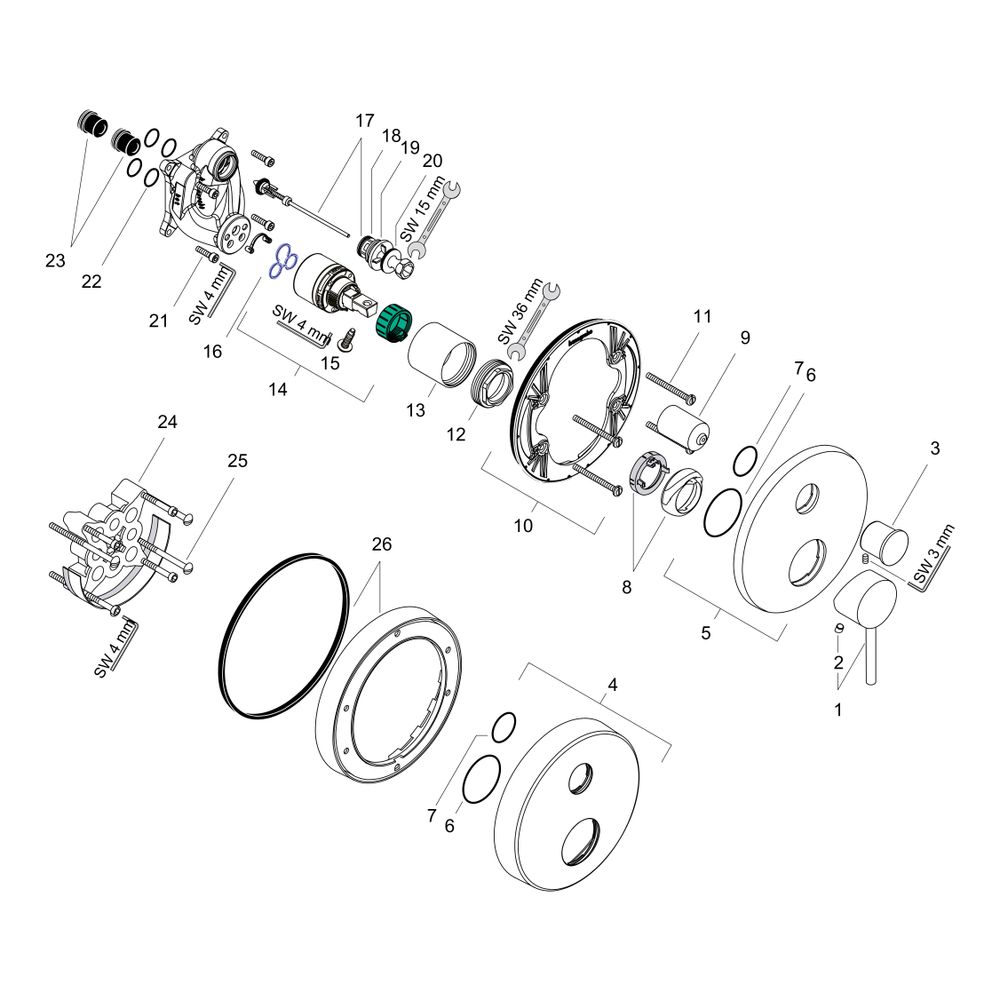 Hansgrohe AXOR Starck Einhebel-Wannenmischer Unterputz, 29l/min, Pin-Griff, Brushed... HANSGROHE-10416340 4011097859064 (Abb. 2)