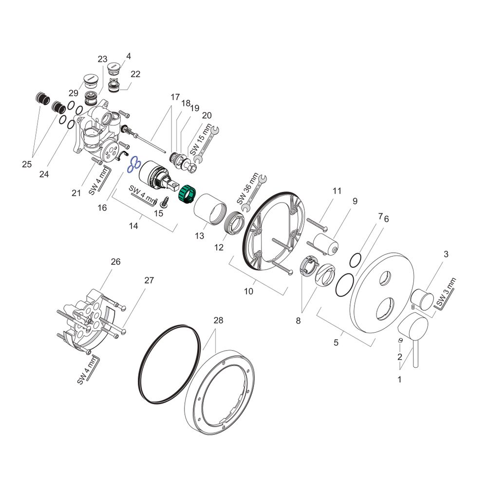 Hansgrohe AXOR Starck Einhebel-Wannenmischer Unterputz, 26l/min, Pin-Griff, integri... HANSGROHE-10418000 4011097381633 (Abb. 2)